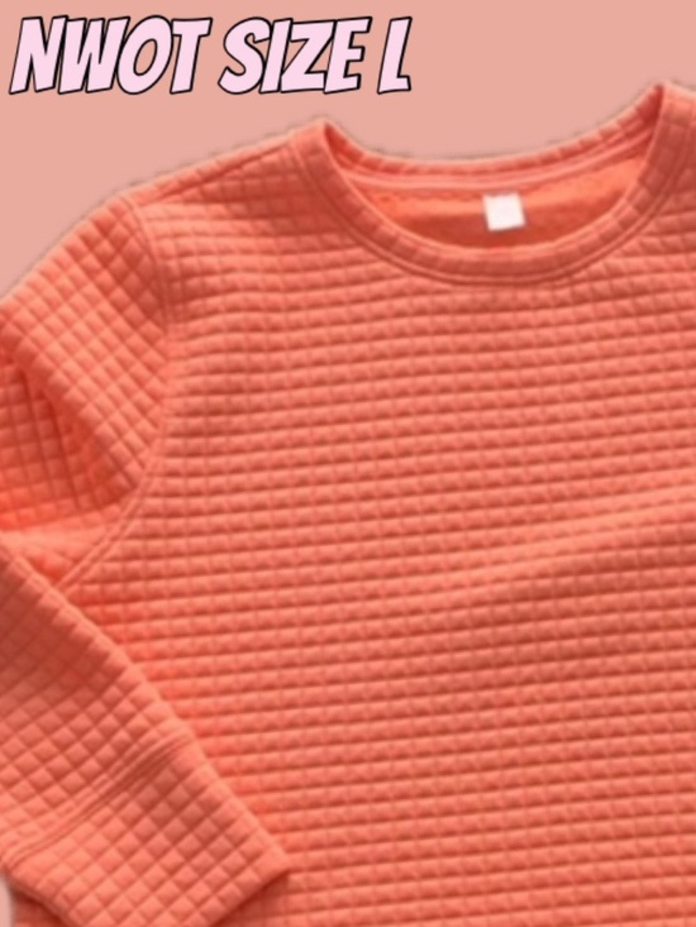 L nwot coral quilted sweatshirt